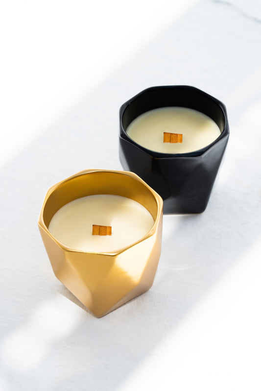 SET 2: MOI GOLD LUXURY CANDLE - FLORAL & MOI BLACK LUXURY CANDLE - SPICY WOODY